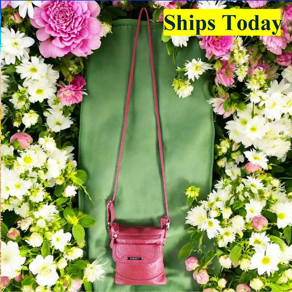 Stone & Company Red Leather Crossbody Purse Shoulder Bag 11645
